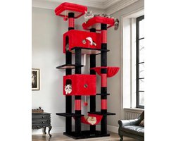 Kattenboom XXL - Krabpaal voor katten - Spelen en rusten - Meerdere niveaus - 204 cm hoog - Zwart