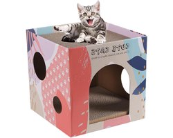 Kattenhuis Krabpaal - Kattenkrab huis - Spelen en Krabben - Dubbellaags Ontwerp - 30x30x30 cm - Zoals afgebeeld