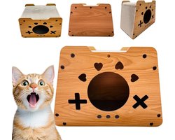 Kattenhuis Krabpaal - Kattenmeubel Karton - Spelen Ontspannen - Ruimtebesparend Ontwerp - 38x25x44 cm - Hart