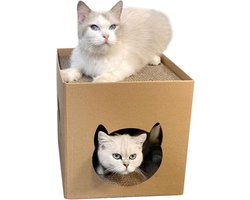Krabpaal: Kattenhuis Krabpaal - Krabhuis Kat - Katten Spelen - Ventilatiegaten Patronen - 30 x 30 x 30 cm - Niet gespecificeerd
