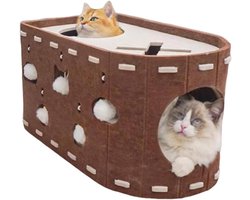 Kattenhuis Krabpaal - Krabmeubel Speelhuis - Spelen Ontspannen - Krasbestendige Constructie - 52 x 30 x 30 cm - Bruin