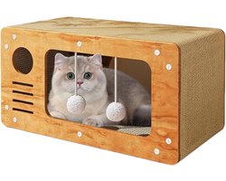 Kattenhuis Krabplank - Krabdoos Speelhuis - Spelen Krabben - 2-in-1 Ontwerp - 46x29x15 cm - Meerkleurig