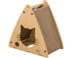 Krabplank: Kattenhuis Krabplank - Krabmeubel Karton - Meubels Beschermen - Driehoekig Ontwerp - 45x27x45cm - Natuurlijk