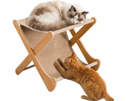 Krabplank: Kattenhuis Krabplank - Krabmeubel Kat - Katten Vermaken - Tweelaags Ontwerp - 60 x 13 x 12 cm - Natuurlijk hout