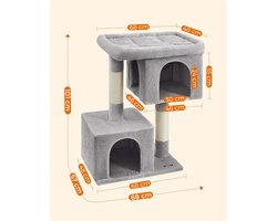 Kattenhuis - Met 2 grotten - Voor middelgrote katten - Grijs