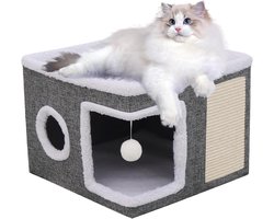 Krabplank: Kattenhuis met Krabplank - Kattenmand Kattenhol - Spelen en Rusten - Antislip Bodem - 40 x 40 x 31 cm