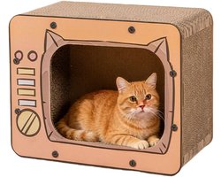 Kattenklauw Huis - Krabmeubel Karton - Bescherming Meubels - Unieke TV Vorm - 42 x 32 x 11 cm - Oranje