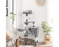 Kattenklimboom - Met krabpaal - Met grot en ligplaatsen - Lichtgrijs