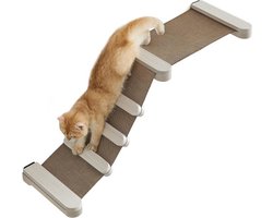 Kattenklimhangmat met ladder, klimwand, katten, weefsel verwisselbaar wasbaar, gemakkelijk te monteren en te demonteren, havermoutbruin en koffiebruin