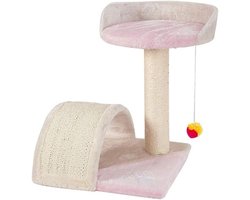 Kattenklimmeubel - Kattenhuisje Krabpaal - Spelen en Klimmen - Massief Hout Sisal - 35x35x43cm - Bruin