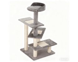 Kattenklimpaal met 5 lagen en trap speel- en krabpaal voor katten beige en grijs afmetingen 48.5 x 48.5 x 100 cm Speelgoed voor huisdieren Huisdiermeubelen