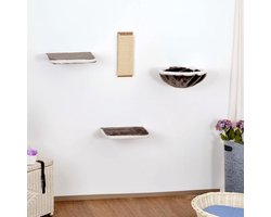 Kattenklimwand 4-delig donkergrijs lichtgrijs - kattenklimrek 3600 g.