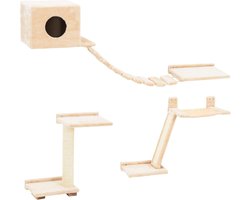 Kattenklimwand met Hangmat, Zuil en Treden - 9-delige Set voor een Speelparadijs voor Katten