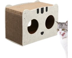 Kattenkrab Huis - Krabdoos Kat - Spelen en Rusten - Eekhoorn Vorm - 39.5 x 28.5 x 24 cm - Wit