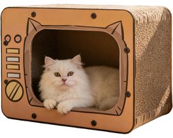 Kattenkrab huis - Krabmeubel karton - Meubelbescherming - TV-vorm design - 42 x 32 x 11 cm - Oranje