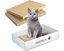 Kattenkrabber 3 STKS Kat Krabpads Lounge Bed - Omkeerbaar Karton met Organisch Kattenkruid - Home Clean Design met Scratcher Box Cat Repellent Mat
