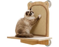 Krabpaal: Kattenkrabber Muur - Krabpaal - Krabbelen en Spelen - Zuignap Stabiliteit - 44x30x11 cm - Natuurlijk Sisal