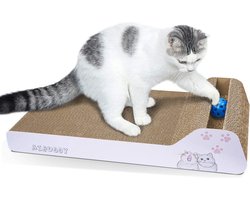 Kattenkrabber, schuin krabkussen Omkeerbaar kartonnen loungebed met balspeelgoed Catnip (45 x 24 x 8,5 cm, superieur karton en constructie)