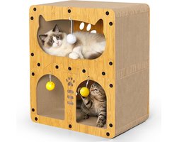 Krabplank: Kattenkrabber van Karton – Dubbele Laag Krabmeubel & Krabbed – Stevige Krabplank 51 x 43 x 28,5 cm – Belastbaar tot 20 kg