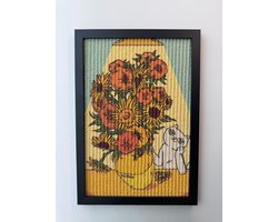 Kattenkrabber "Zonnebloemen bewonderen" - Cat scratcher - Moederdag cadeau - Vincent vangogh - Kattenspeeltjes - Wandmontage - Decor Krabplank - Katten Kunst - Natuurlijk Sisal - 42x29 cm - Summiton Selection