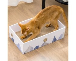 Krabpaal: Kattenkrabbox - Krabmeubel voor katten - Spelen en rusten - Dubbelzijdig karton - 42x30x14.5 cm - Wit