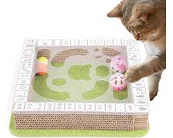Krabpaal: Kattenkrabbox Mahjong - Krabmeubel Karton - Interactief Spelen - Met Bewegende Ballen - 30x30x7 cm - Niet Gespecificeerd
