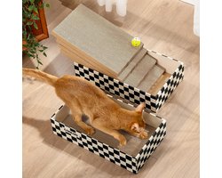 Kattenkrabbox met 4 Krabplanken en 2 Dozen - Interactieve Speelplek voor Meerdere Katten