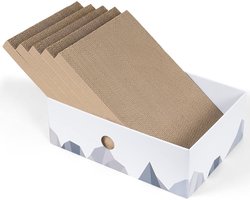 Kattenkrabbox met kattenkrabplank - draagbare kartonnen ligstoel voor huisdieren - zware dubbelzijdige kartonnen kattenkrabbers - interactief gatontwerp - 42 x 30 x 15 cm - groot pakket met 5