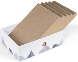 Kattenkrabbox met krabplank - draagbare ligstoel voor huisdieren - 5 stuks - karton - 42 x 25 x 12 cm