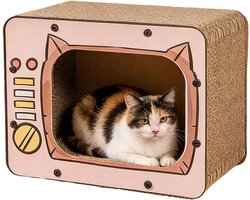 Kattenkrabhuis - Krabpaal huis - Meubels beschermen - Uniek tv-design - 40 cm - roze