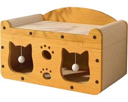 Krabplank: Kattenkrabhuis - Krabpaal Karton - Spelen en Krabben - Retro TV Design - 51 cm - Meerkleurig