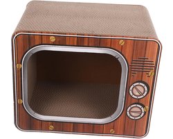 Krabplank: Kattenkrabhuis - Krabpaal karton - Spelen en rusten - Televisie design - 40 x 31 x 22 cm - Meerdere kleuren