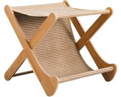 Krabpaal: Kattenkrabhuis Tweelaags - Krabpaal Kattenmand - Spelen en Rusten - Opvouwbaar Houten Frame - 60 x 13 x 12 cm