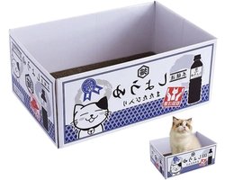 Kattenkrabkarton - Krabbox Kattenbak - Meubels Beschermen - Met Loungebed - 37x25x16 cm - Stijl3