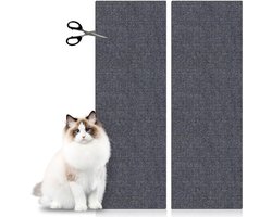 Kattenkrabmat, 2 stuks kattenkrabplanken 30 x 100 cm krasmat zelfklevend grijs krabplanken kattenwand doe-het-zelf krabtapijt kattenkrasbescherming voor bank