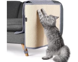 Kattenkrabmat Bank - Sisal Mat - Bank Beschermen - Met Opbergvakken - 37x265x5cm - Lichtgrijs