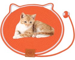 Krabpaal: Kattenkrabmat - Krabpaal Mat - Meubels Beschermen - Schattige Oren Design - 25 x 25 x 5 cm - Oranje