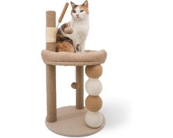 Krabpaal: Kattenkrabmeubel - Kattenboom - Spelen en Krabben - 3-in-1 Multifunctioneel - 76 x 40 x 40 cm - Beige
