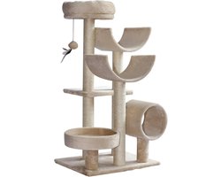 Kattenkrabpaal 105 cm Hoog – Krabpaal, Krabmeubel, Klimmeubel, Speelmeubel en Rustplek voor Katten – Geschikt voor Grote en Kleine Katten – Kattenmeubel met , Ligplek, Speelhangen, Klimplateau en Schuilplek – Luxe Design voor Kat