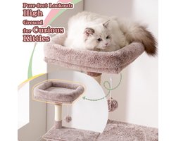 Krabpaal: Kattenkrabpaal 125cm met Ligplek | Krabmeubel met Speelplatforms | Stevige Sisal Krabpaal | Anti-Kras Design