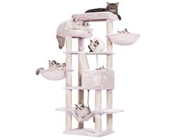 Kattenkrabpaal 173 cm Hoog met Meerdere Platforms en Manden, Ideaal voor Spelen en Ontspannen