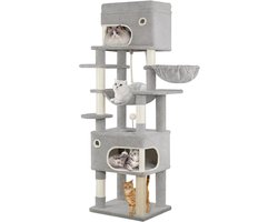 Kattenkrabpaal 178cm - Meerlaagse Kattenboom met Platform, Grotten, Sisalpalen en Hangmat voor Alle Katten