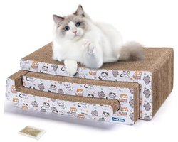 Kattenkrabpaal 3-in-1 van golfkarton met kattenkruid - Ideaal voor klauwen en plezier