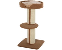 Kattenkrabpaal 45x45x91cm met sisalpalen platform en kussen meerlaagse krabpaal en klimbomen voor middelgrote katten lichtbruin kattenhuis Huisdiermeubelen