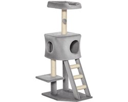 Krabpaal: Kattenkrabpaal 50x40x120 cm Lichtgrijs MDF Kattenboom Krabpaal Kattenbed Stevig en duurzaam Eenvoudig design Geschikt voor katten met een gewicht onder de 4,5 kg