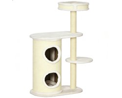 Kattenkrabpaal 59x35x100 cm Bevat kattenmand, speelse bal, klimpaal en dubbel kussen Stevige constructie Zachte pluche afwerking Geschikt voor katten tot 5 kg Biedt rust en vermaak voor uw kat