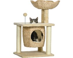 Kattenkrabpaal 74 cm met Speelbal en Bed voor Binnen