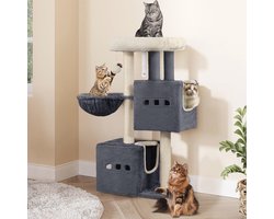 Kattenkrabpaal 98 cm met Meerdere Verdypingen en Hangmat - Perfect voor Klimgeliefhebbende Katten