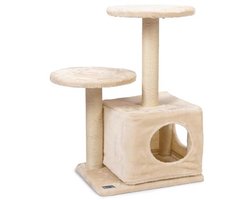 Kattenkrabpaal Beige en Grijs - 45x35x70 cm - Multifunctionele Slaap- en Speelplaats