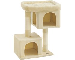 Kattenkrabpaal - Beige - Spaanplaat Pluche - Sisaltouw - Groot 68cm x 48cm x 101cm - Stevig - 14,3kg - 3 Speelgoed - Anti-tip - Eenvoudige montage
